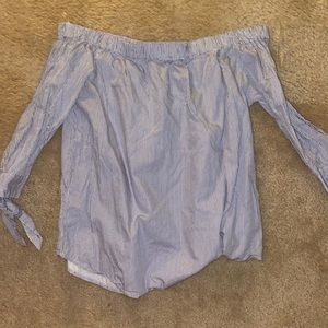 Charlotte Russe blue and white off the shoulder top